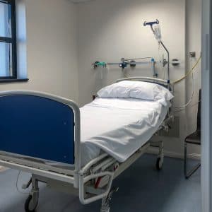 Hospital bed in a clean clinical room