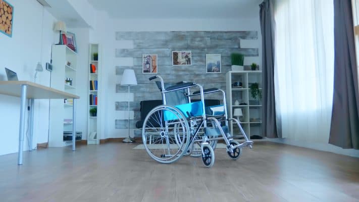 Wheelchair in a clinic room