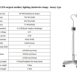 Gooseneck examination lamp on mobile stand