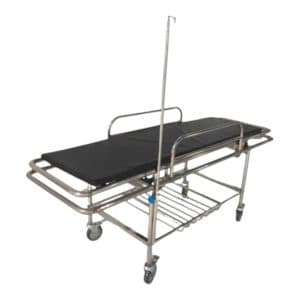 Stainless steel patient stretcher with adjustable backrest